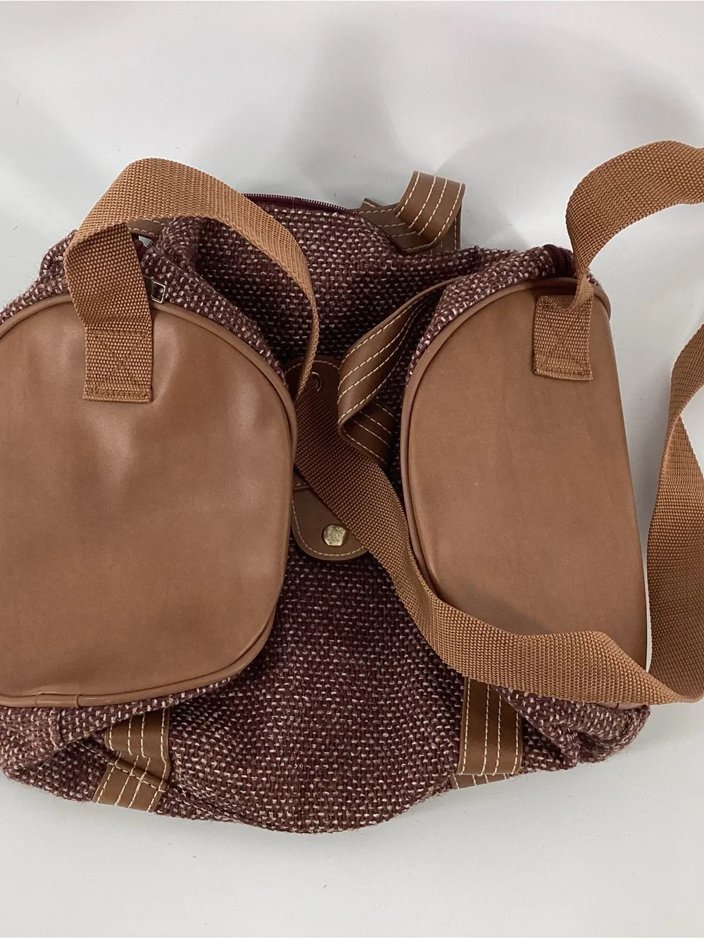 Oscar de la Renta Brown Tweed 3pc Travel Tote and Matching Crossbody Bags